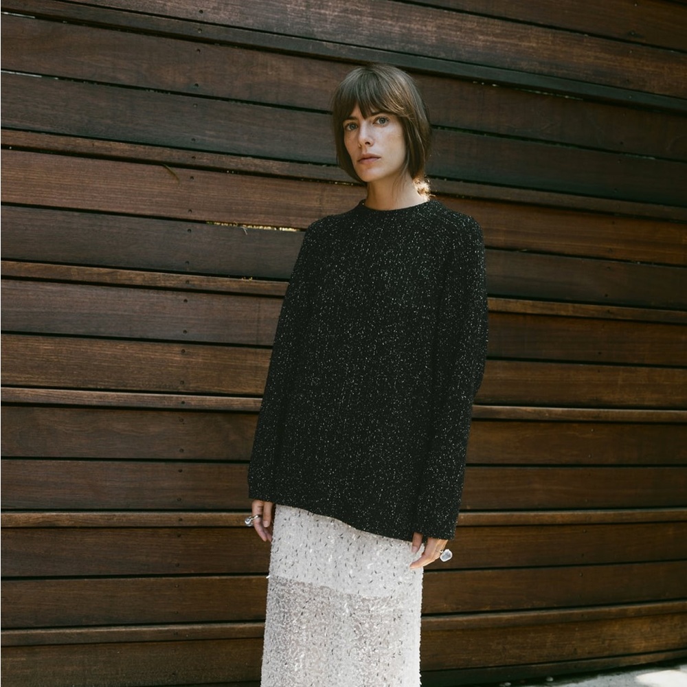 Zara oversized black metallic sweater